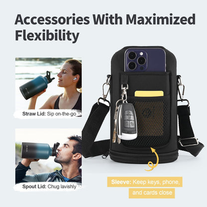 WixByti 40 oz Insulated Water Bottle with Straw (Cold for 36 Hrs), Stainless Steel Triple Wall Vacuum Sports Water Jug, Leakproof Hydro Cup Flask with Paracord Handle & Straw Spout Lids & DIY Stickers