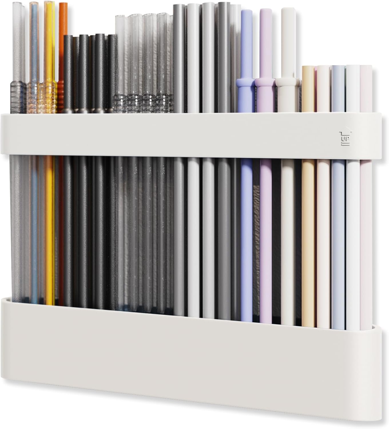 ABLY Straw Holder, reusable straw storage rack, suitable for kitchen walls, counters, cabinet doors, refrigerator doors, etc (Dark blue)