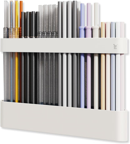 ABLY Straw Holder, reusable straw storage rack, suitable for kitchen walls, counters, cabinet doors, refrigerator doors, etc (Dark blue)