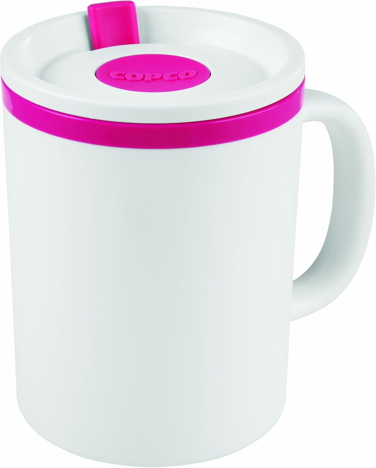 Copco Desk Mug 16 oz - Durable BPA-Free, Double-Wall Insulation for Hot & Cold Drinks, Microwave & Dishwasher Safe, Ideal for Office, Home, Travel - Spill-Resistant Reusable Mug (Pink)