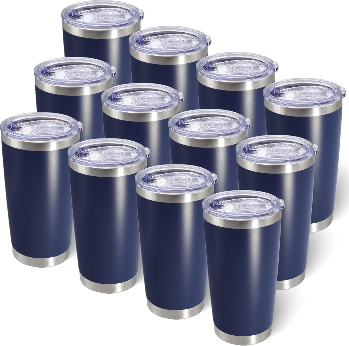 AIANJI 20oz Tumbler Bulk Stainless Steel Tumblers with Lid Vacuum Insulated Double Wall Travel Coffee Mug Powder Coated Tumbler Cup for Hot and Cold Drinks(Stainless Steel, 1 pack)