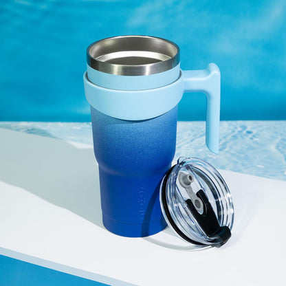 BJPKPK Tumbler With Handle And Straw Lid 40 oz Stainless Steel Insulated Coffee Tumbler Cups For Home, Office or Car,Turquoise