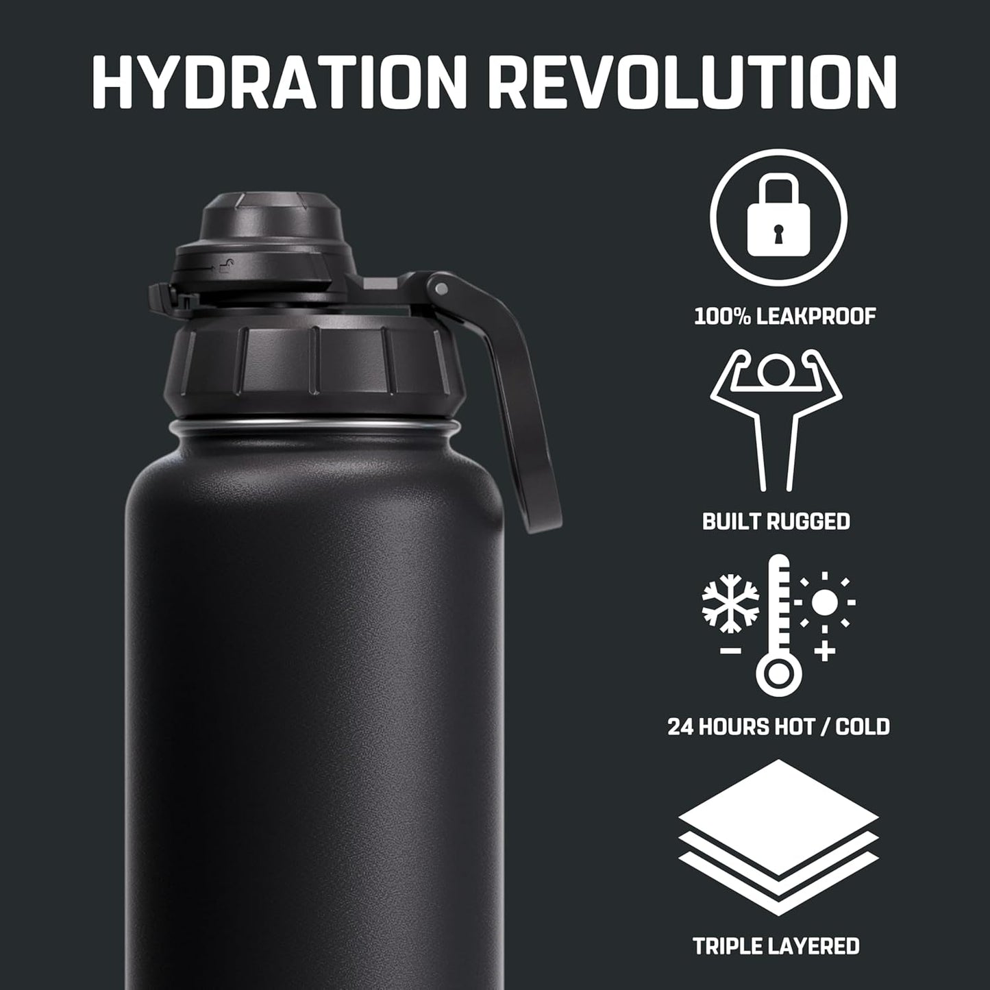 Vesmoon Vessence 24 Oz Stainless Steel Tea Infuser Bottle for Loose Leaf Tea, Water, Herbs, Fruits - Triple Layered Insulated, Leak Proof Bottle with Lid and Clip Handle - 24 Hours Hot/Cold