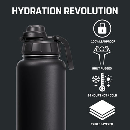 Vesmoon Vessence 24 Oz Stainless Steel Tea Infuser Bottle for Loose Leaf Tea, Water, Herbs, Fruits - Triple Layered Insulated, Leak Proof Bottle with Lid and Clip Handle - 24 Hours Hot/Cold