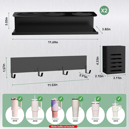 POLRAI 2 Pack Magnetic Stanley Cup Holder for Fridge, Water Bottle Organizer for Tumbler with Double Sided Tape Hold Stanley Cup Accessories for Kitchen Cabinet Wall