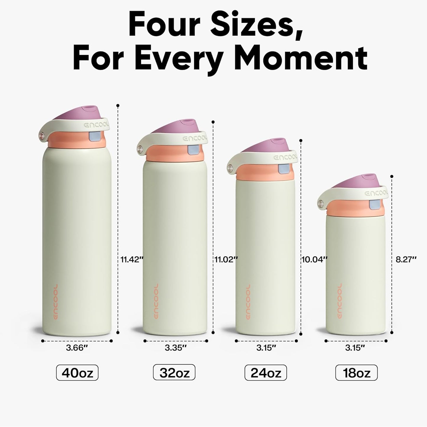 ENCOOL Leakproof Insulated Water Bottle with Straw Dual-Sip Water Bottle Bag-Safe Design for Work, Commute & Gym – Keeps Drinks Cold All Day, 24 oz, Lemonade Pink - Colors B
