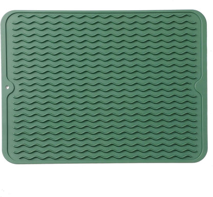 MicoYang Silicone Dish Drying Mat for Multiple Usage,Easy clean,Eco-friendly,Heat-resistant Silicone Mat for Kitchen Counter,Sink,Bar,Bottle,or Cup Green M 17 inches x 6 inches