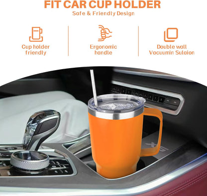 40 oz Tumbler with Handle, Insulated Tumbler with Lid and Straw, Reusable Stainless Steel Vacuum Insulated Cup, 100% Leak Proof Thermal Travel Coffee Mug Cup for Cold and Hot (Light Purple)