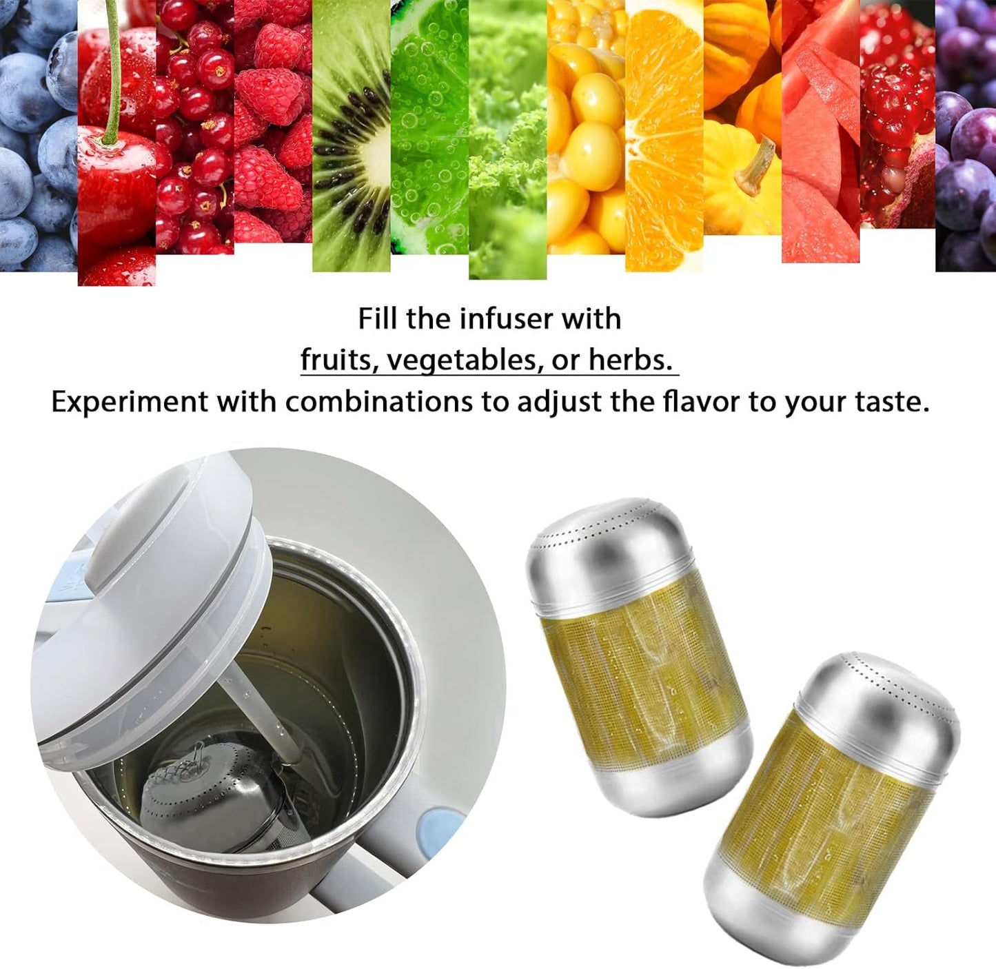 2PCS Fruit Infuser Insert,Flower Tea Infuser for Wide Mouth Water Bottles,Compatible with Stanley,Hydro Flask,Iron Flask, Takeya, ThermoFlask and Similar