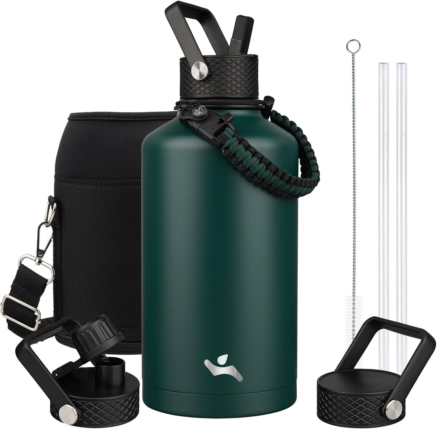 Konokyo 22oz Stainless Steel Bottles with 3 Lids Sport Insulated Water Bottle,Mint