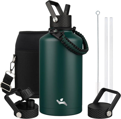 Konokyo 22oz Stainless Steel Bottles with 3 Lids Sport Insulated Water Bottle,Mint