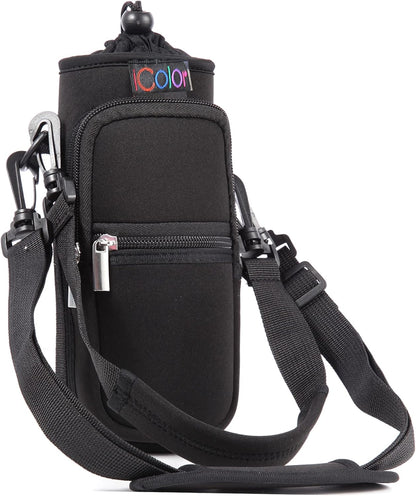 icolor Water Bottle Carrier Bag with Strap 25/32/40 oz Crossbody Bottle Holder with Phone Pocket Sling Sleeve Insulated Neoprene Water Bottle Pouch for Walking Travelling