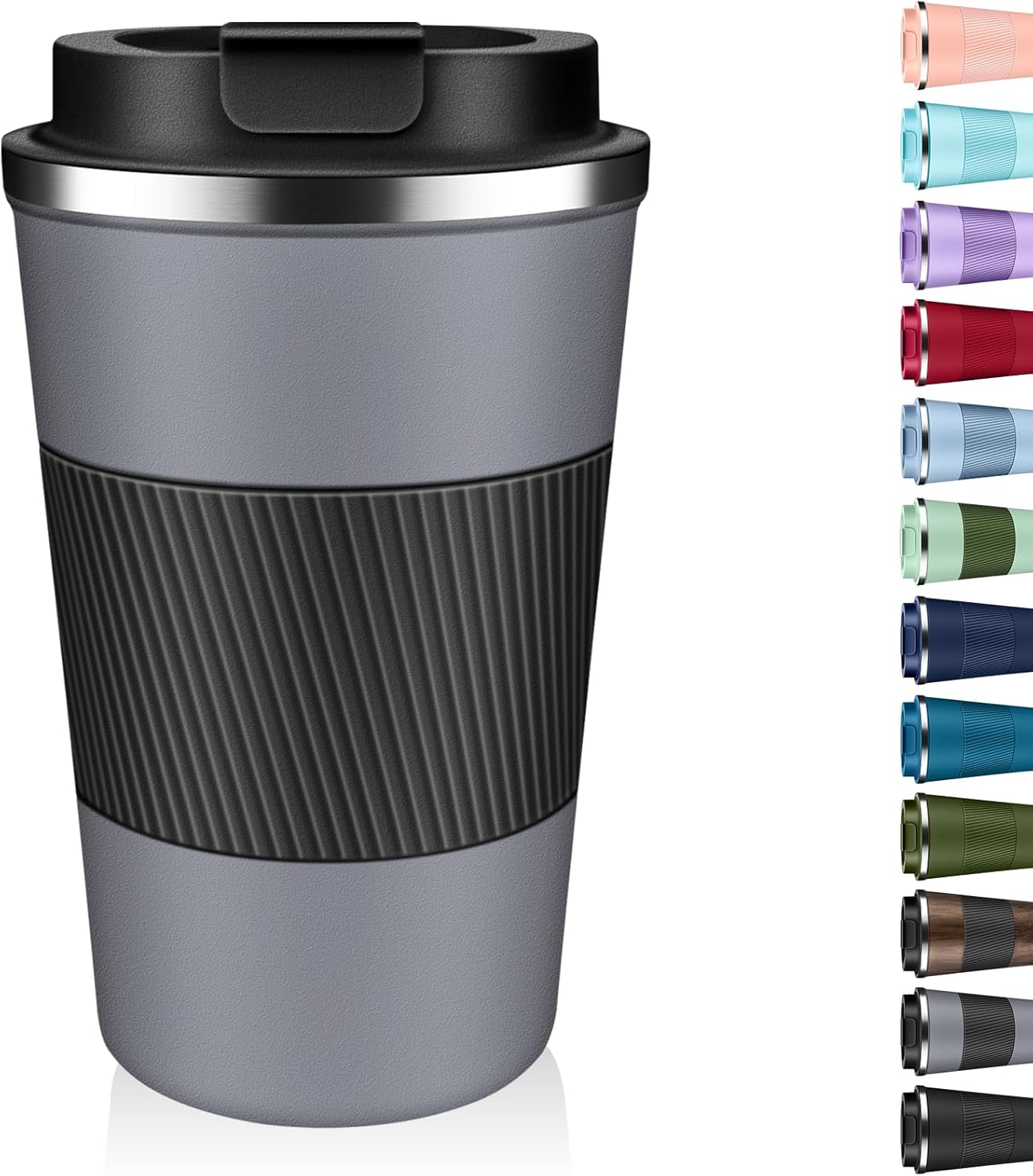 Insulated Coffee Tumbler 12 oz, Stainless Steel Coffee Mug with Lids, Travel Coffee Mug Leak Proof, Double Wall Vacuum Insulated Reusable Coffee Cup, Keep Drinks Hot and Cold (Sky Blue, 12 Ounces)