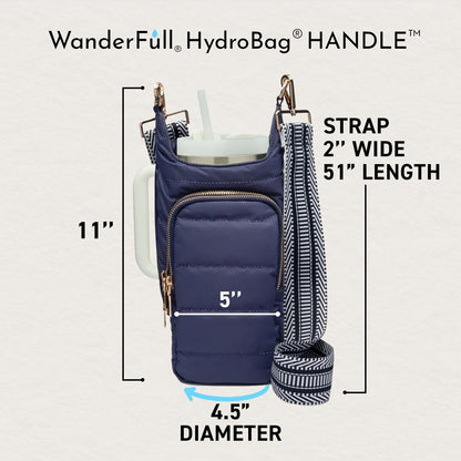 WanderFull Original HydroBag Handle® Zipper Slot for Handle, Hands-Free Crossbody Water Bottle Holder & Tumbler Accessories