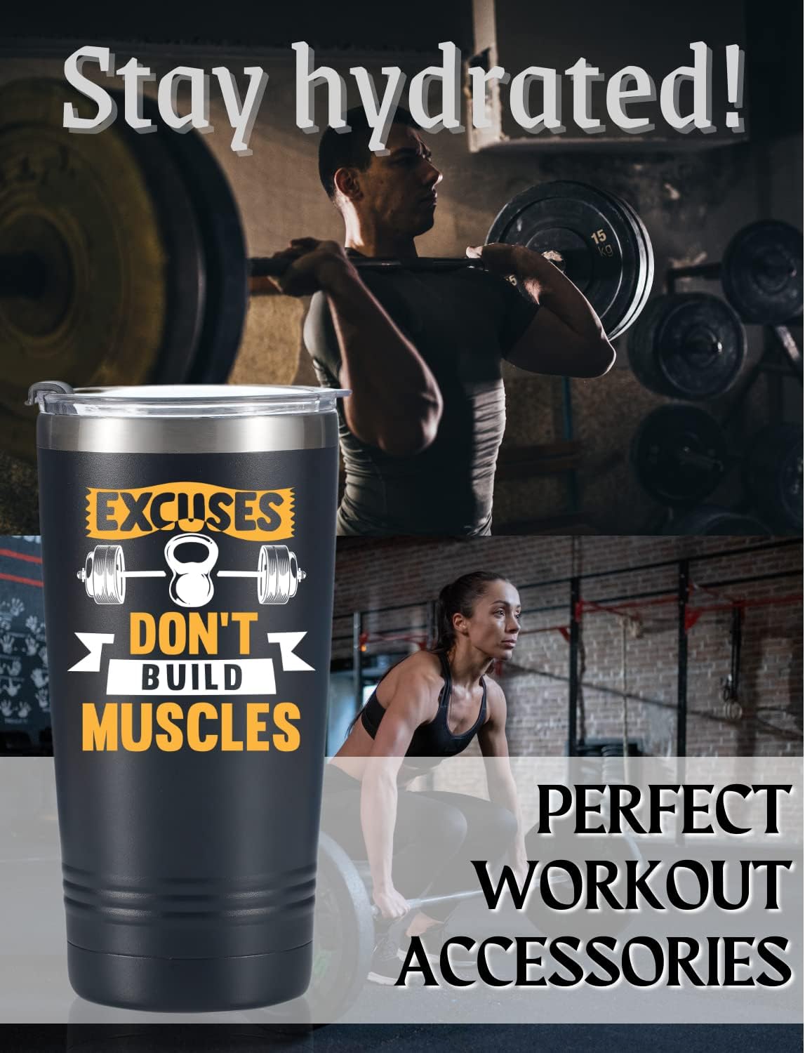 Onebttl Cool Gym Workout Gifts for Men, Guys, Lovers, Personal Trainer, 20oz Stainless Steel Tumbler with Lid Straw for Christmas, Birthday - Muscles Laser
