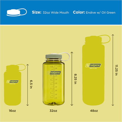 Nalgene 32 oz Wide Mouth Water Bottle | BPA-Free, Durable & Leak Proof, Lightweight Bottle for Hiking & Gym, Work & Travel