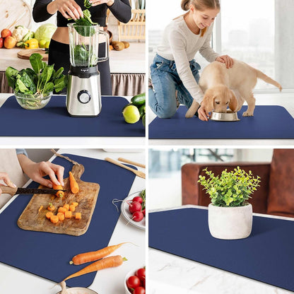 WISELIFE Dish Drying Mat Super Absorbent Drying Mat Large Dish Drying Mats for Kitchen Counter Easy Clean Dish Mat Kitchen Drying Mat15"x 18" Stylish Grey
