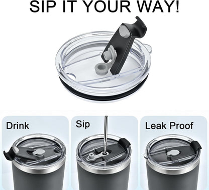 Replacement Flip Lids for 20 oz Insulated Tumbler,2 Pack Covers Spill Proof Splash Resistant Tumbler Lid,Compatible with Yeti/Ozark Trail/Sunwell and More Brand 20 oz Tumbler