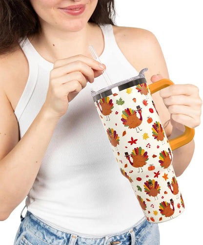 Ceovfoi 40 oz Pickleball Coffee Mug Vacuum Insulated Travel Tumbler with Handle, Lid & Straw - Perfect Pickleball Gifts for Players, Coaches, Lovers | Pickleball Accessories