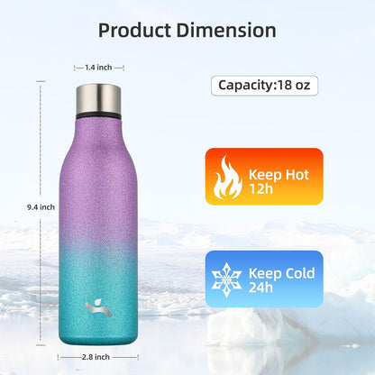 Konokyo Insulated Water Bottle with Strap,18 oz Double Wall Stainless Steel Vacuum Bottles Metal Water Flask,Macaron Green - Colors A