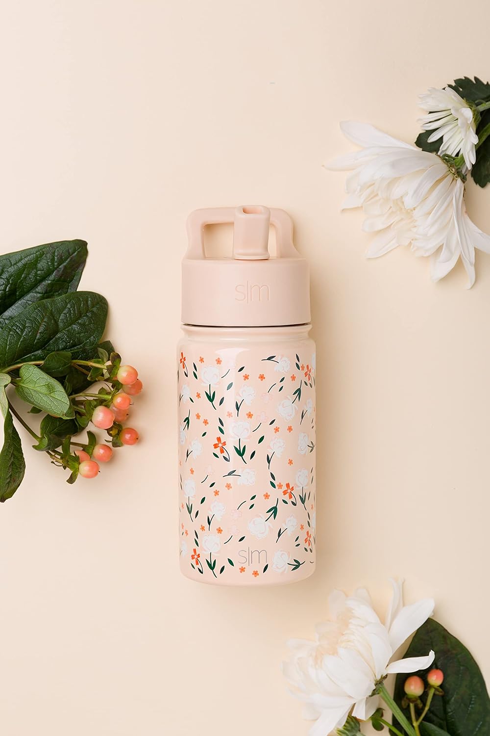 Simple Modern Kids Water Bottle with Straw Lid | 14oz Insulated Stainless Steel Kids Tumbler & Spill Proof Toddler Cup for School, Girls, Boys | Summit | Chloe Floral - Colors A