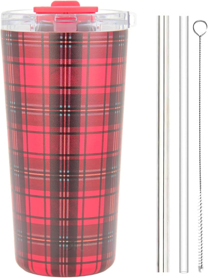 Drinco - 20 oz Stainless Steel Tumbler | Double Walled Vacuum Insulated Mug With Lid, 2 Straws, For Hot & Cold Drinks (20oz Dragonfly)