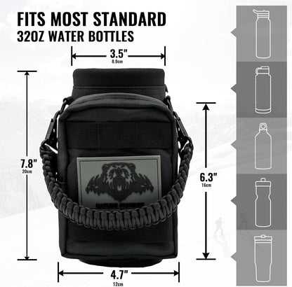 NATURE PIONEOR 32 64 128oz Tactical Water Bottle Pouch, Multi-Function Tactical Water Bottle Bag with Adjustable Shoulder Strap, Half/One Gallon Molle Strap Carrier Holder
