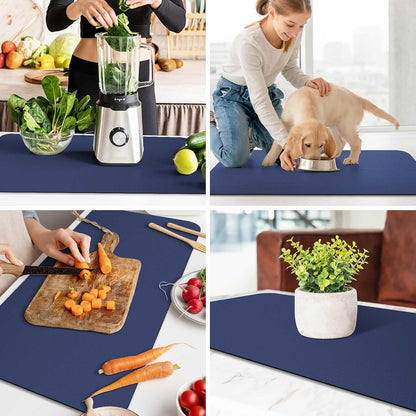 WISELIFE Dish Drying Mat Super Absorbent Drying Mat Large Dish Drying Mats for Kitchen Counter Easy Clean Dish Mat Kitchen Drying Mat15"x 18" Stylish Grey