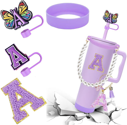 7pcs Cup Accessories for Stanley 30/40oz Tumbler, Handle Strap, Straw Cover, Silicone Boot, Letter Charm Stickers