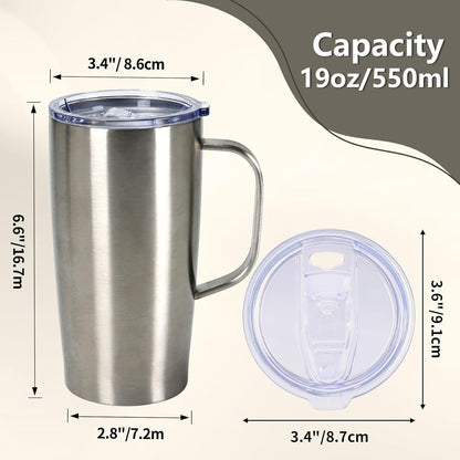 Trwcrt 19oz Insulated Coffee Mug with Handle, Double Wall Vacuum Stainless Steel Travel Coffee Tumbler, Blue