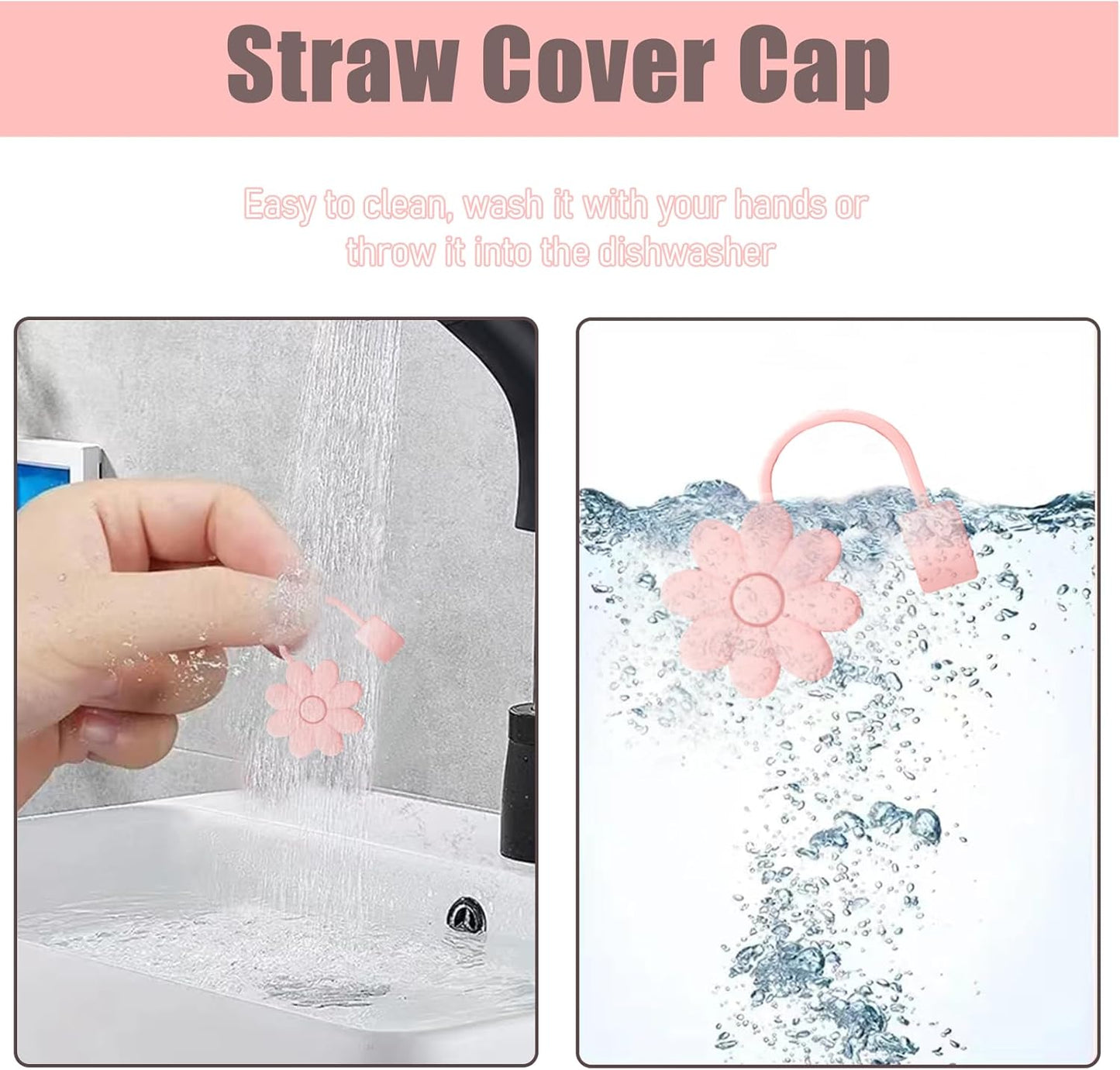 Flower Straw Covers Toppers for Stanley Cups 30&40 Oz Tumbler with Handle Accessories 4PCS Silicone Straw Caps Reusable Straws Tips Protectors for Stanley Cup 10mm 0.4in Straws,Off White