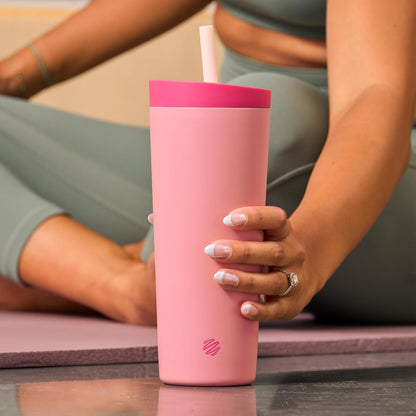 BlenderBottle 2-in-1 Insulated Stainless Steel Shaker Tumbler, Swig Leakproof Lid, Straw, BlenderBall, BPA Free, For Protein Shakes, Smoothies, And Pre Workout, 24 oz, Purple/Blue (Moon Mist)