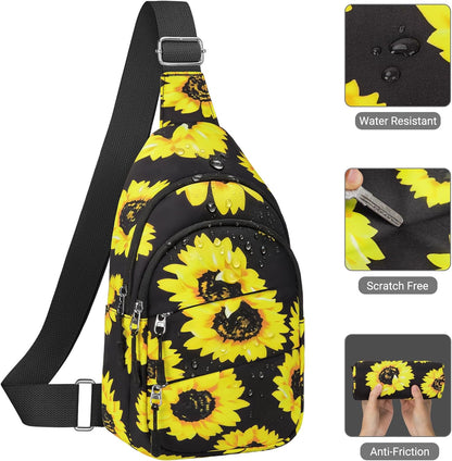 Tuwubi Crossbody Bags for Women, Sling Bag for Men, Small Hiking Backpack Anti Theft Lightweight for Outdoors Travel (M, Black)