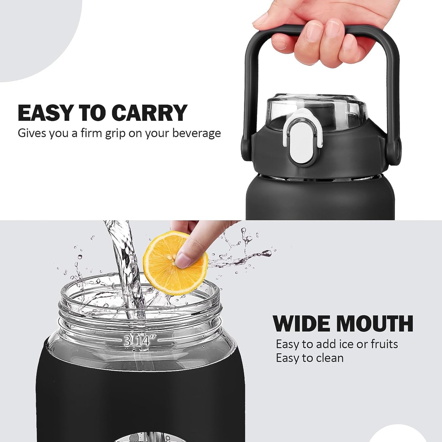 64oz Glass Water Bottles with Straw, Half Gallon Motivational Glass Bottle with Silicone Sleeve and Time Marker, 2L Leakproof Large Glass Water Jug for Gym Home Office,olive