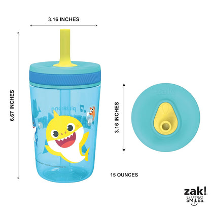 Zak Designs 15oz Bluey Kelso Tumbler Set, Leak-Proof Screw-On Lid with Straw Made of Durable Plastic and Silicone, Perfect Bundle for Kids, 2 Count (Pack of 1) - Colors A
