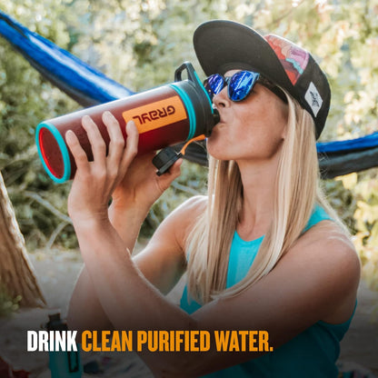 GRAYL GeoPress 24 oz Water Purifier Bottle - Filter for Hiking, Camping, Survival, Travel (Bali Blue)