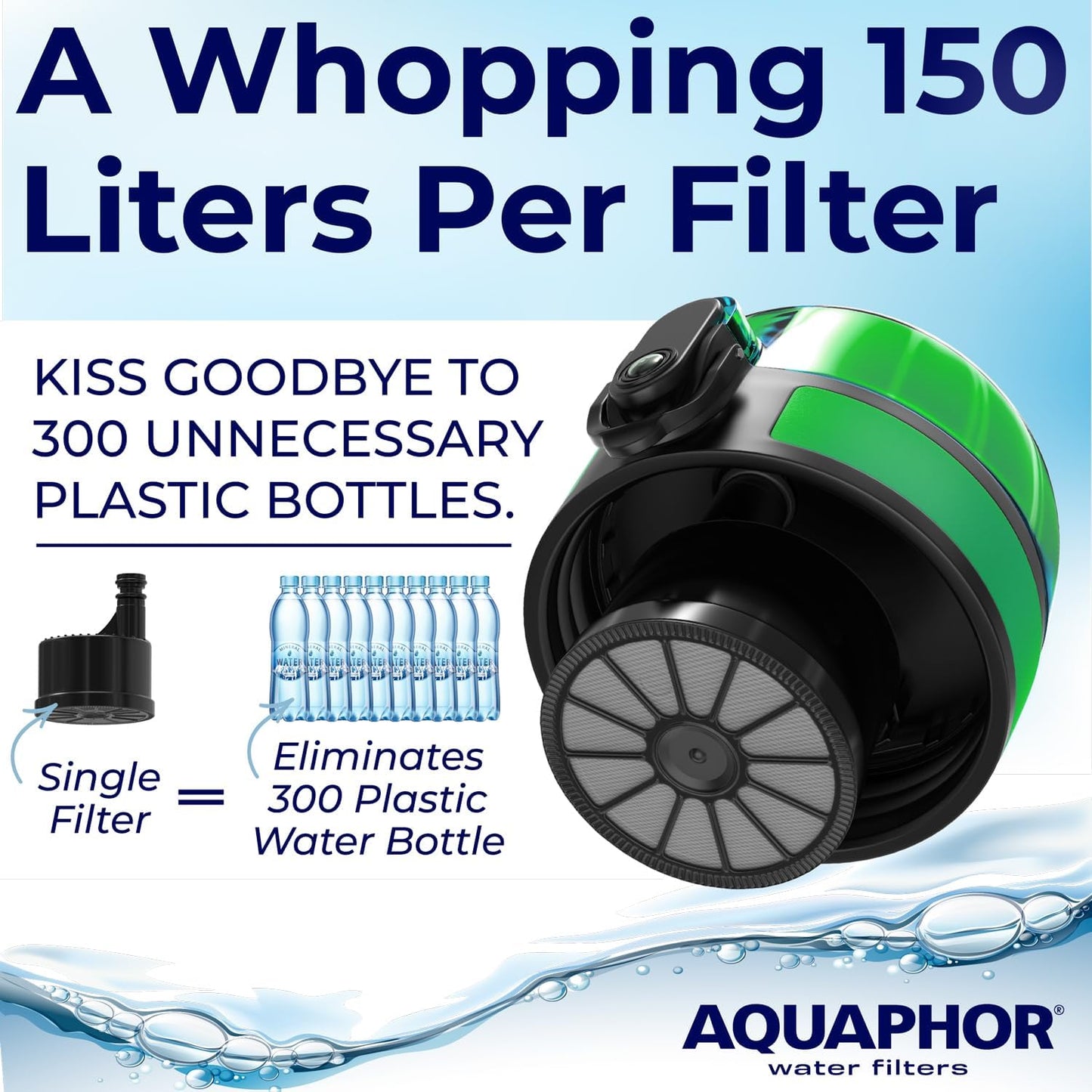 Nakii Filtered Water Bottle, Leakproof, BPA-Free, Motivational Markings, Travel, Everyday Use. 40-Gallon Filter, Replaces 300 Plastic Water Bottles. Includes 1 Filter, 22 FL Oz, Grey by Aquaphor