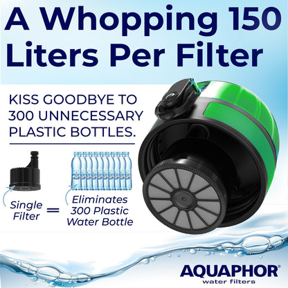 Nakii Filtered Water Bottle, Leakproof, BPA-Free, Motivational Markings, Travel, Everyday Use. 40-Gallon Filter, Replaces 300 Plastic Water Bottles. Includes 1 Filter, 22 FL Oz, Grey by Aquaphor