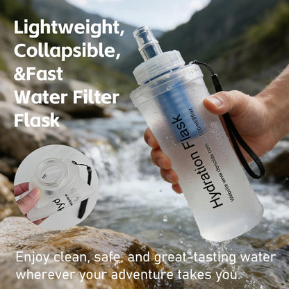 AXEN Collapsible Water Bottle with Filter System, Soft Hydration Flask for Trail Running, Camping, Hiking, Cycling, 700ml Slate Green