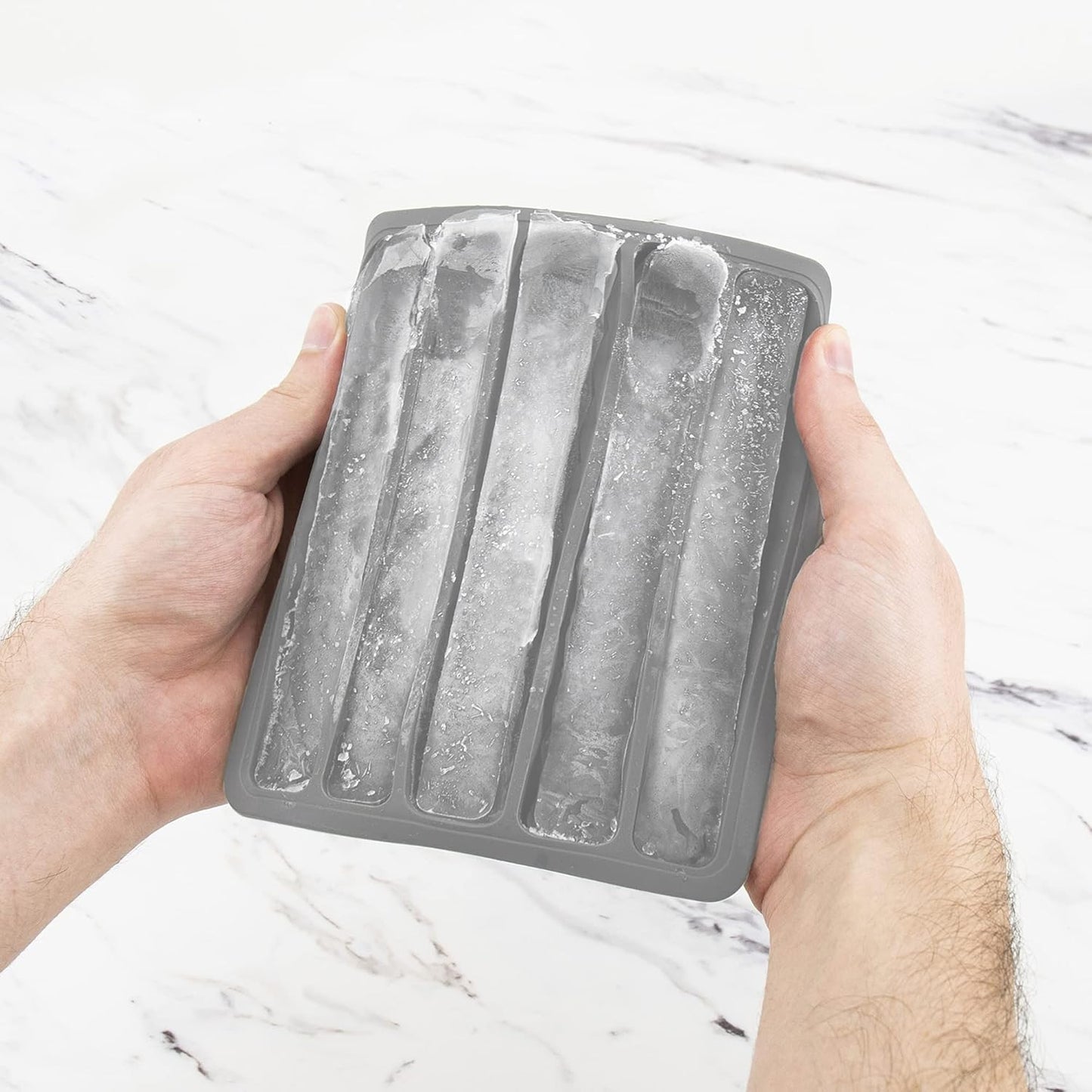 Tovolo Ice Cube Tray for Water Bottles Creates 5 Frozen Stick Tubes for Plastic & Reuseable Bottles, BPA Free Silicone Easy Release Water Bottle Ice Tray with Lid, Stackable Spill Proof Design