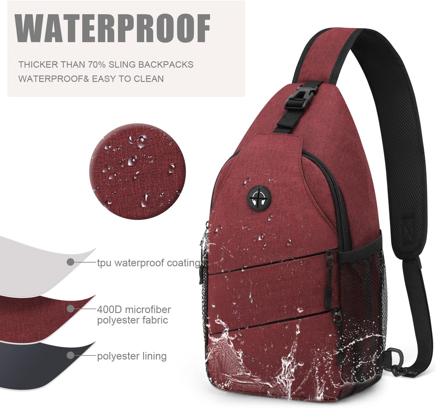 Pritent Crossbody Bags for Women Men Trendy Sling Bag Backpack Casual Chest Bag with Convertible Shoulder Strap