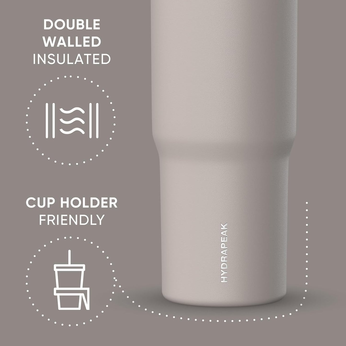 Hydrapeak Nomad 32oz Insulated Stainless Steel Travel Tumbler with Handle & Straw Lid, Leakproof, Cupholder Friendly, Keeps Drinks Cold 24 Hours, Reusable Bottle for Daily Hydration (Pale Sage)
