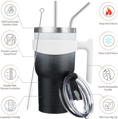 BJPKPK Tumbler With Handle And Straw Lid 40 oz Stainless Steel Insulated Coffee Tumbler Cups For Home, Office or Car,Turquoise