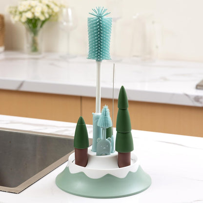 Chemimoso Silicone Bottle Cleaning Brush, 13.4in Long Handle Water Cup Bottles Cleaner for Baby Bottles, Stanley Mug, Sports Bottle, Glass Vase, with a Tiny Cup Lid Gap Cleaning Brush, z Blue