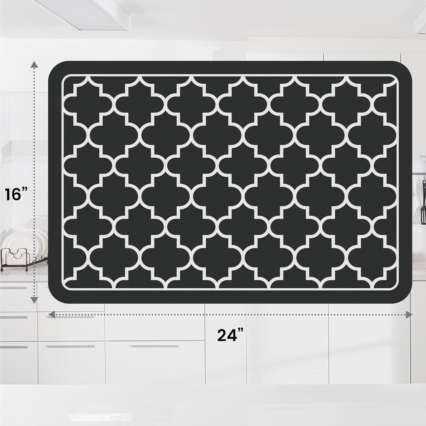 WISELIFE Dish Drying Mat Super Absorbent Drying Mat Large Dish Drying Mats for Kitchen Counter Easy Clean Dish Mat Kitchen Drying Mat15"x 18" Stylish Grey