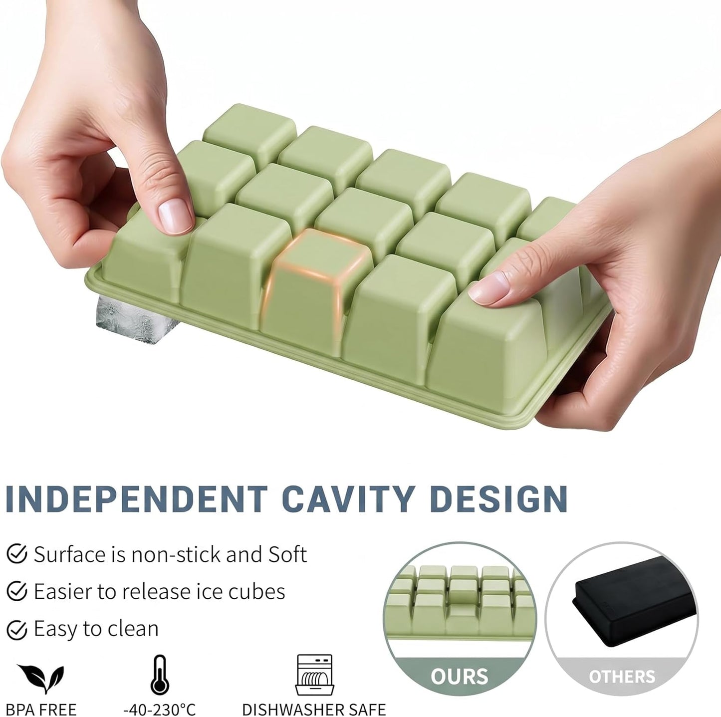 Silicone Ice Cube Tray 3 Pack, HANCELANT Ice Cube Mold, Ice Trays for Freezer with Lid for Whiskey, Baby Food, BPA Free, Easy Release