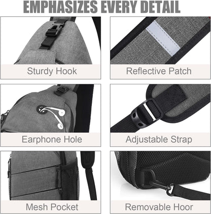 Pritent Crossbody Bags for Women Men Trendy Sling Bag Backpack Casual Chest Bag with Convertible Shoulder Strap