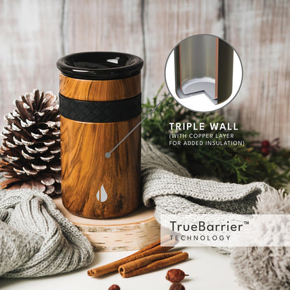 Elemental Artisan Insulated Tumbler, Triple Wall Coffee Travel Mug, Reusable Stainless Steel Coffee Tumbler with Ceramic Lid, Thermal Coffee Cups for Hot (6 Hrs) & Cold (18 Hrs), 16oz - Forest Green
