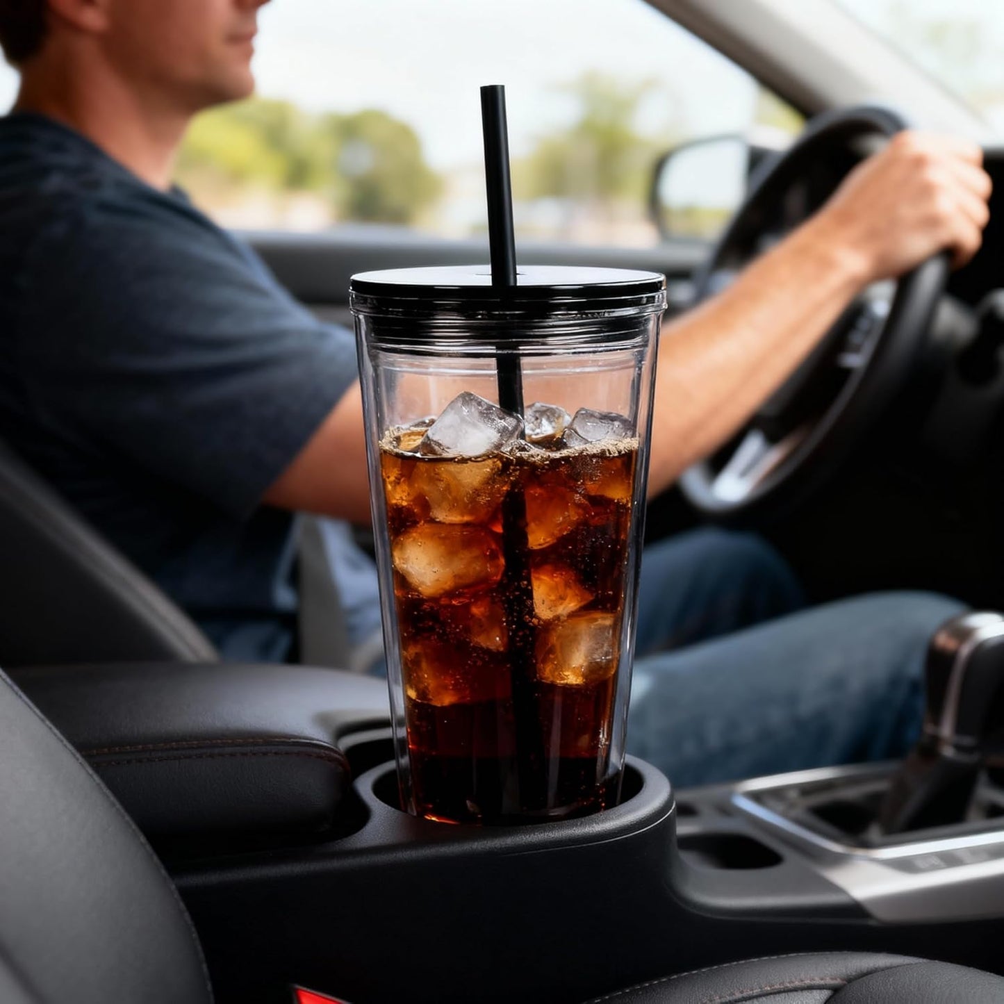 24oz Tumbler with Lid and Straw, Leak Proof and Double Wall Insulated Reusable Plastic Cups,Travel Reusable Iced Coffee Cup (1, Pink)