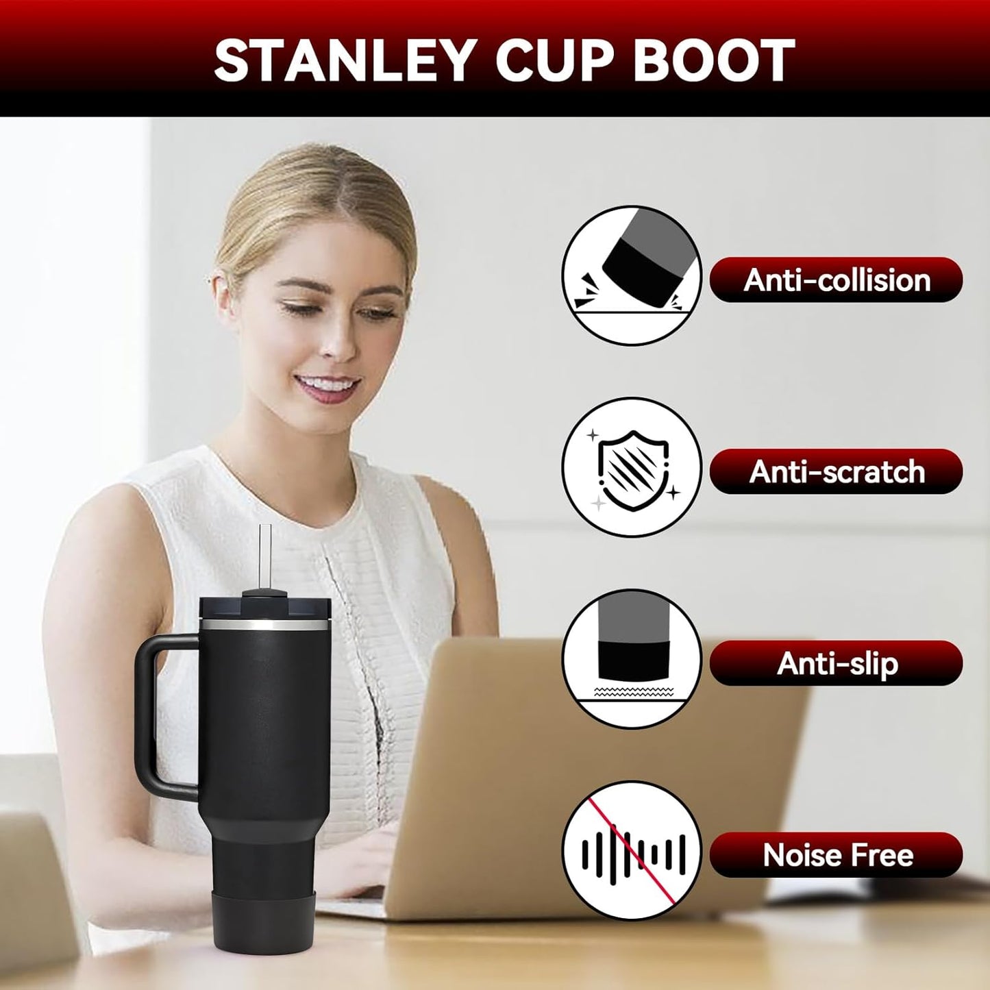 PICcircuit 2PCS for Stanley Boot, Silicone Bottom for Quencher Adventure 40oz 30oz IceFlow 20oz 30oz Bottle&for Hydroflask Tumbler 12-24oz for Stanley Cup Accessories Avoid Scratches&Noise